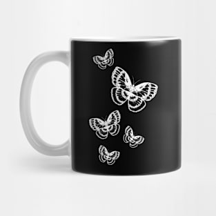 White Lines Butterflies Mug